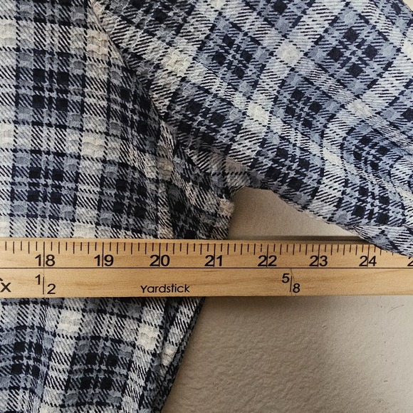 Michael Kors Women's Large Plaid Bell-Sleeve Top Chambray‎ V-Neck - Picture 6 of 9